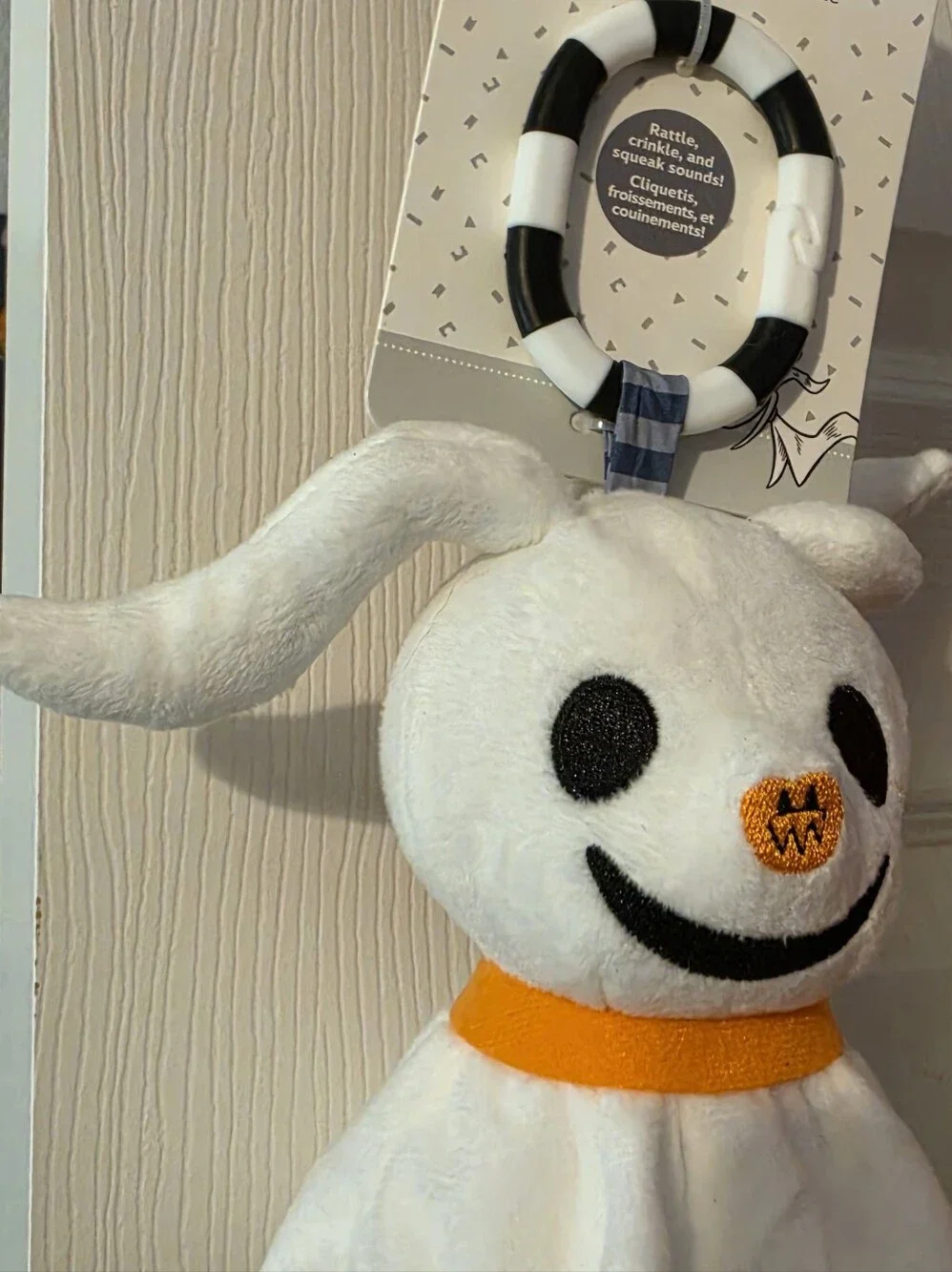 Zero Baby Rattle Nightmare Before Christmas Baby Toy NMBC Activity Toy NWT